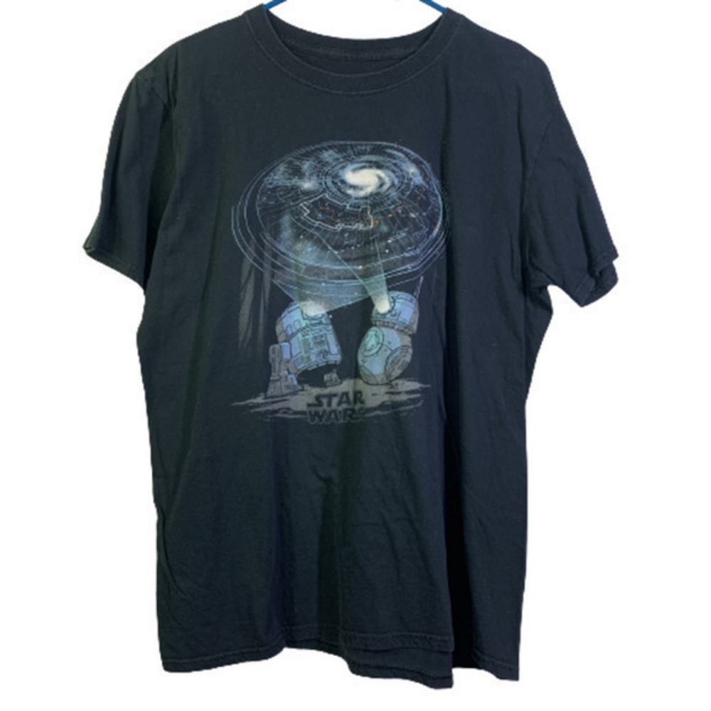 FUNKO POP! TEES Black Star Wars Droids R2D2/BB8‎ Graphic T-Shirt